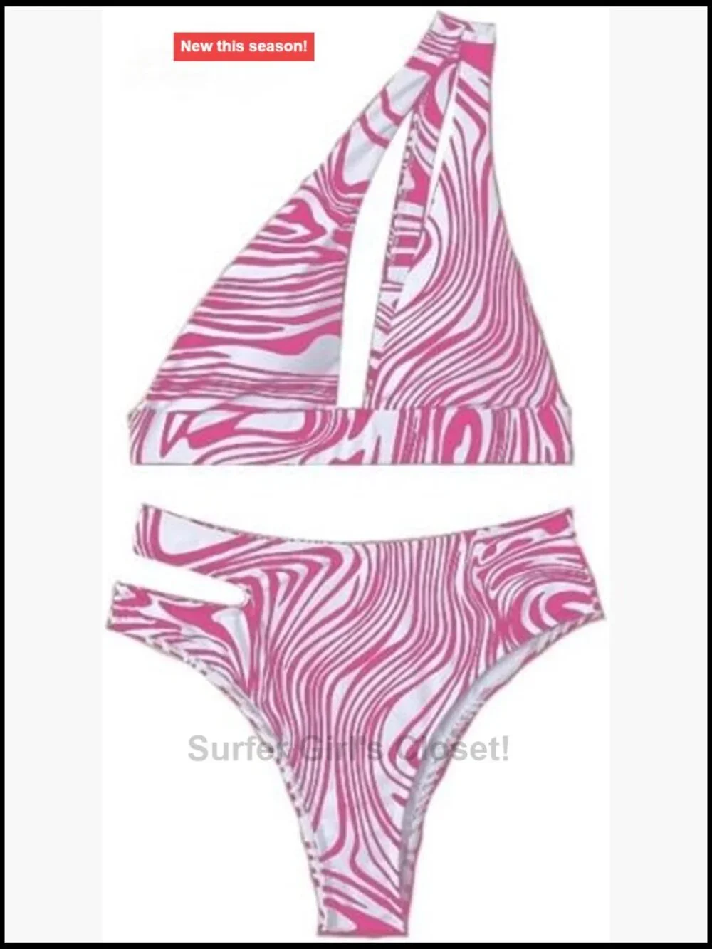 2 Piece Zebra Print Cut Out One Shoulder High Waist Bikini Set Swimsuit